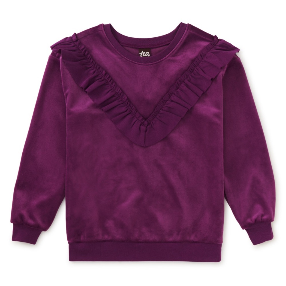 Kids Purple Ruffle Sweatshirt